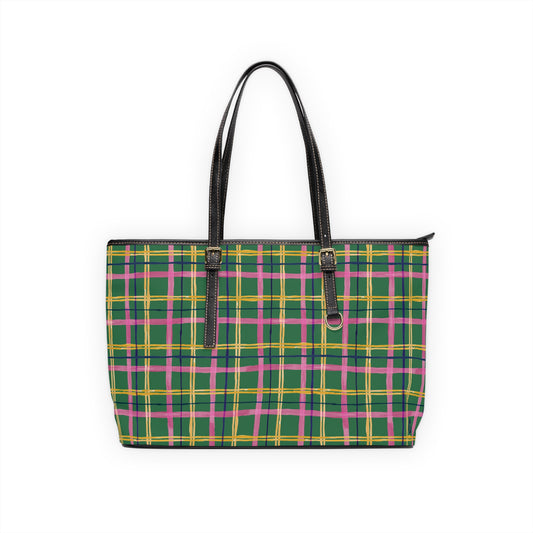 Alpine Plaid Vegan Leather Shoulder Bag