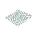 Watercolor Woodblock Striped Patterned Table Runner Rolled in  Cloudless and Honeydew