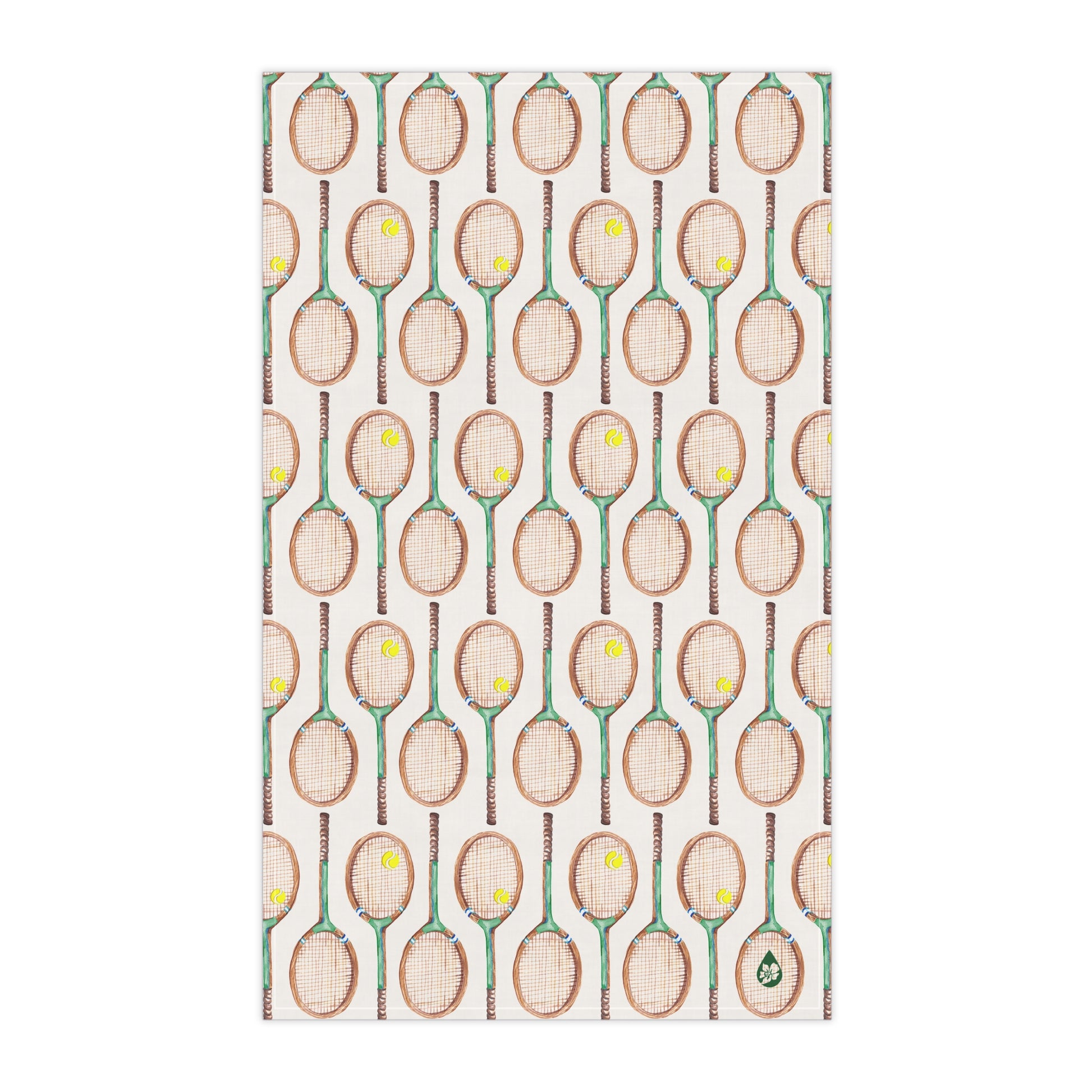 front view of topspin tennis kitchen towel in green