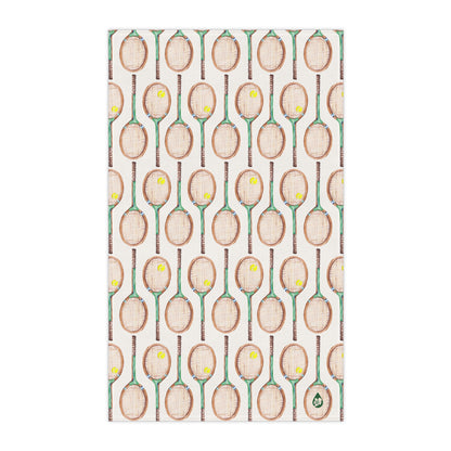 front view of topspin tennis kitchen towel in green