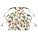 Full view of Tomato Tomato kitchen apron with black ties