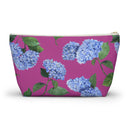 Hydrangea T-Bottom Travel Pouch in Peony Pink with white zipper size large