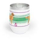 Back view Good Dog Wine Tumbler with Green and purple Stripe