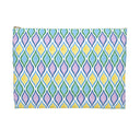 Painted Geo Flat Travel Pouch Front View in Multi Colored Cool Tones Size Large