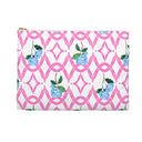 Back View of Botanical Trellis Flat Pouch in Peony Pink