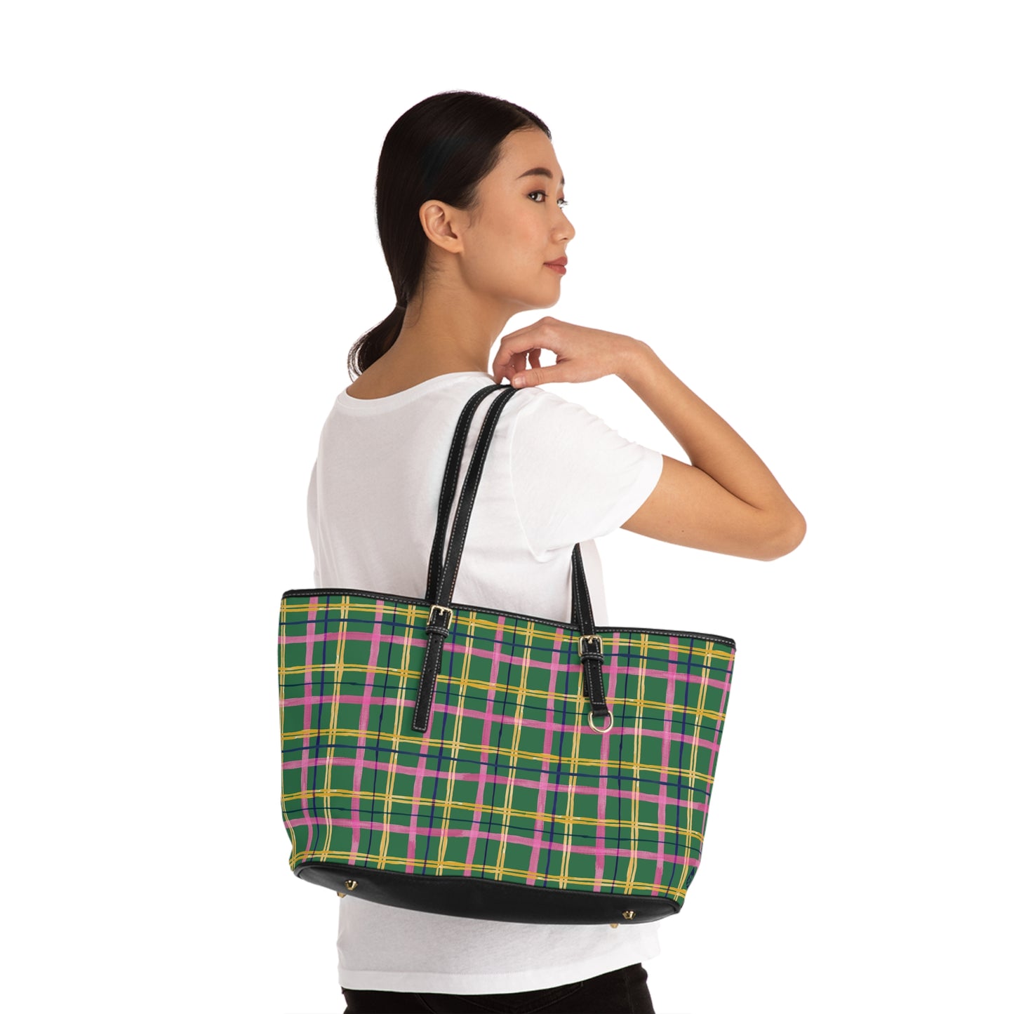 Alpine Plaid Vegan Leather Shoulder Bag