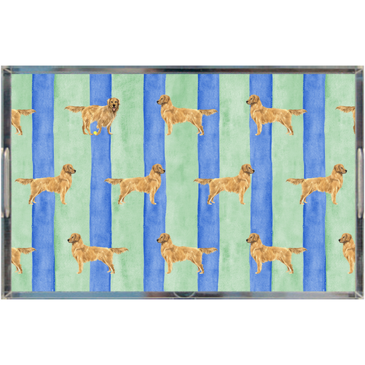 Good Dog Painted Stripe Lucite Tray