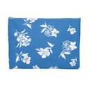 Front View Large of Inky Floral Zip Pouch in Cloudless Sky Blue