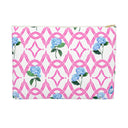 Front  View of Large Botanical Trellis Flat Pouch in Peony Pink