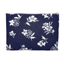 Front View Large of Inky Floral Zip Pouch in Twilight Navy