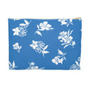 Back View Small of Inky Floral Zip Pouch in Cloudless Sky Blue