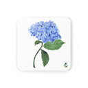 Pigment and Petal Studios hand illustrated Hydrangea Flower in blues with green leaves
