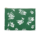 Front View Small of Inky Floral Zip Pouch in Tennis Grass Green