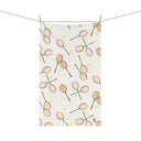  Match Point Patterned Kitchen Towel Hanging on drying line in Tennis Grass Green Colorway