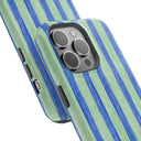 Good Dog Green and Blue Striped Phone Case Iphone 15 Pro