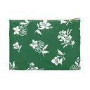 Front View Large of Inky Floral Zip Pouch in Tennis Grass Green