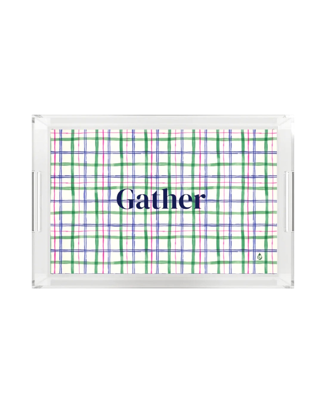 Painterly Plaid Lucite Serving Tray