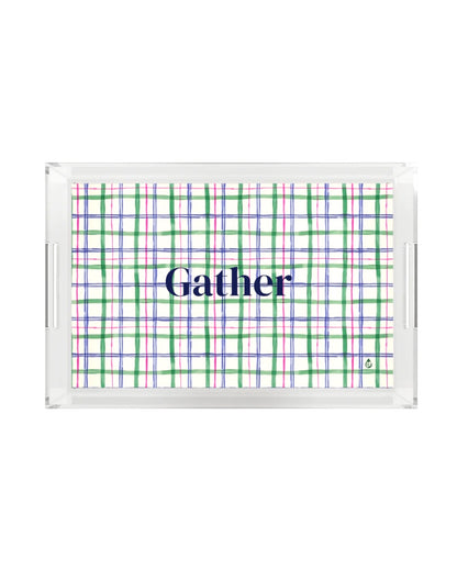 Painterly Plaid Lucite Serving Tray