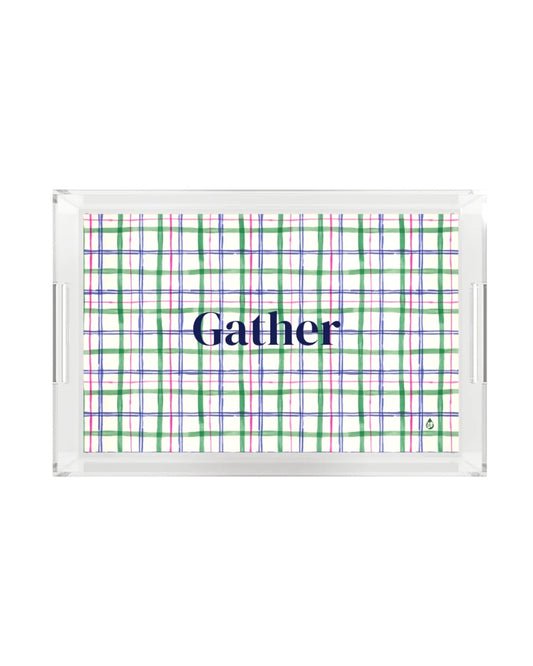 Painterly Plaid Lucite Serving Tray