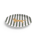 Melamine plate with Good Dog Illustration on Prep Stripe Pattern