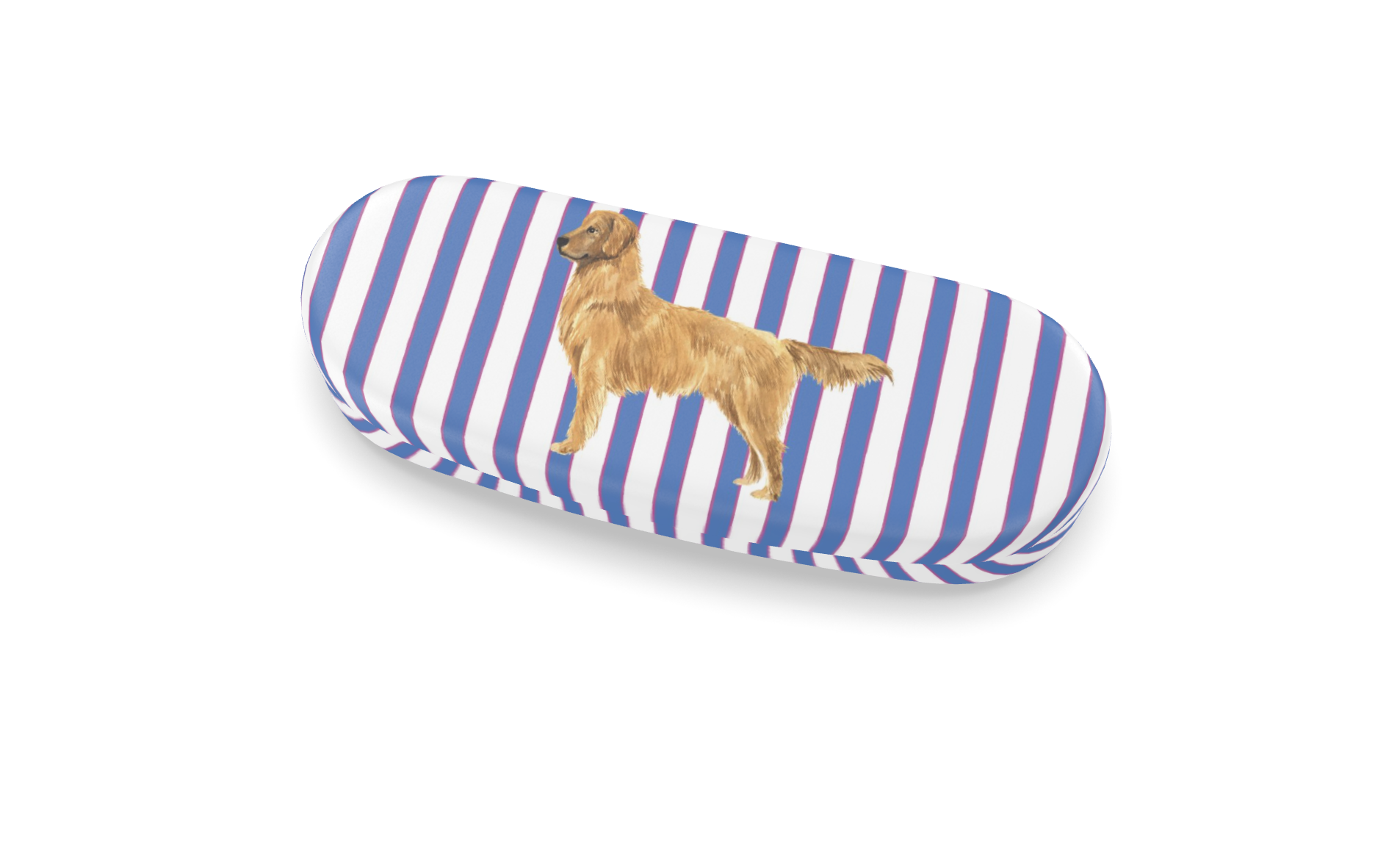 Good Dog Prep Stripe Glasses Case in blue and pink stripes