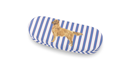 Good Dog Prep Stripe Glasses Case in blue and pink stripes