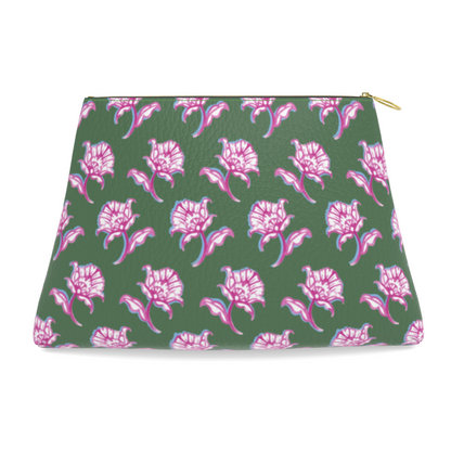 Watercolor Woodblock Leather Clutch