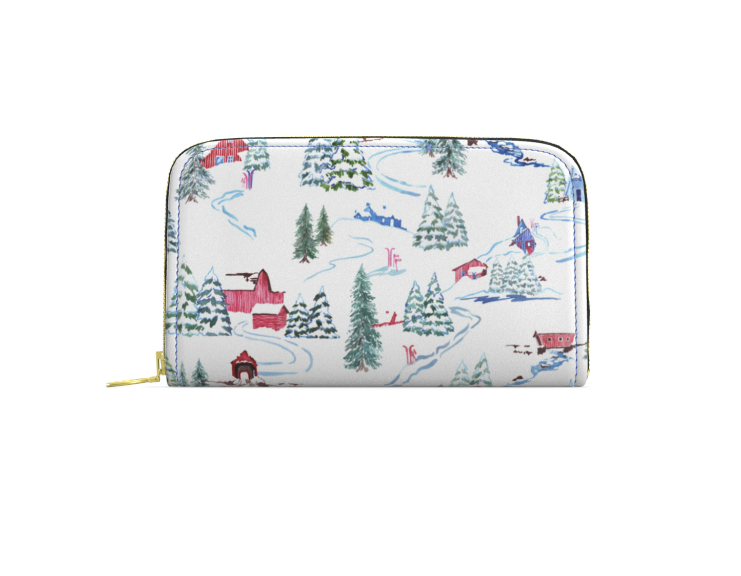 Ski Chalet Leather Zip Wallet