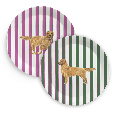 Mix & Match Melamine Good Dog Prep Stripe Plates