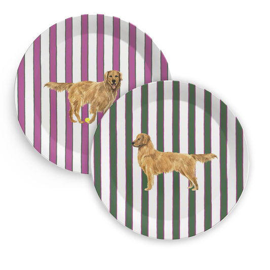 Mix & Match Melamine Good Dog Prep Stripe Plates