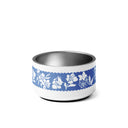 Inky Floral Border Stainless Steel Pet Bowl in Cloudless Blue