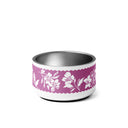 Inky Floral Border Stainless Steel Pet Bowl in Peony Pink